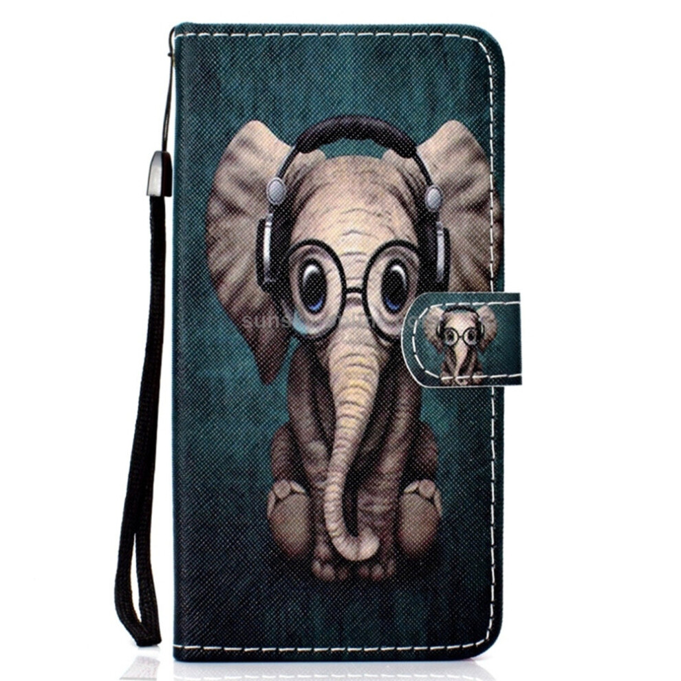 Elephant Pattern Colored Drawing Horizontal Flip Leather Case For Huawei P30 Lite, With Holder & Card Slots & Wallet & Lanyard 700000665833