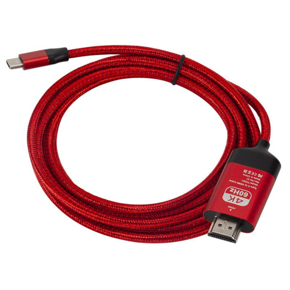 Type C To HDMI HDTV AV TV Cable Adapter For Samsung Galaxy S9 S10 Note 9 MacBook Aluminum Shell Weave 2M red-image-OPC-P6Z9SYM-NEW