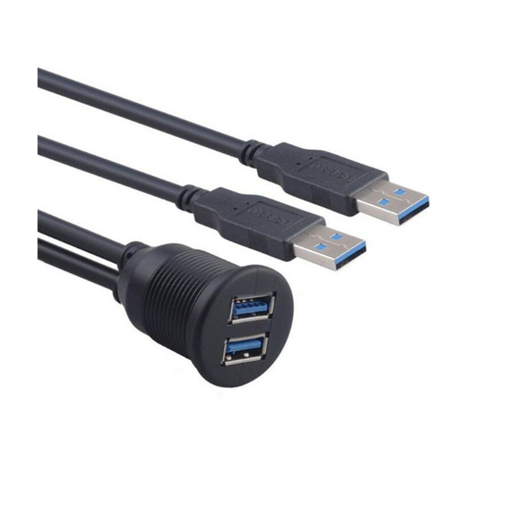 2 Ports Dual Usb 3.0 Extension Aux Flush Mount Car Mount Extension Cable For Car Truck Boat - 2 Meters 7061857201074