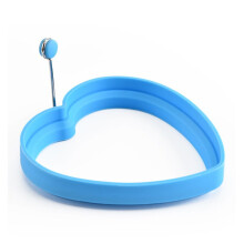 4PCS Loving Heart Shape Silicone Fried Egg Maker Mold with Handle Kitchen Gadget blue