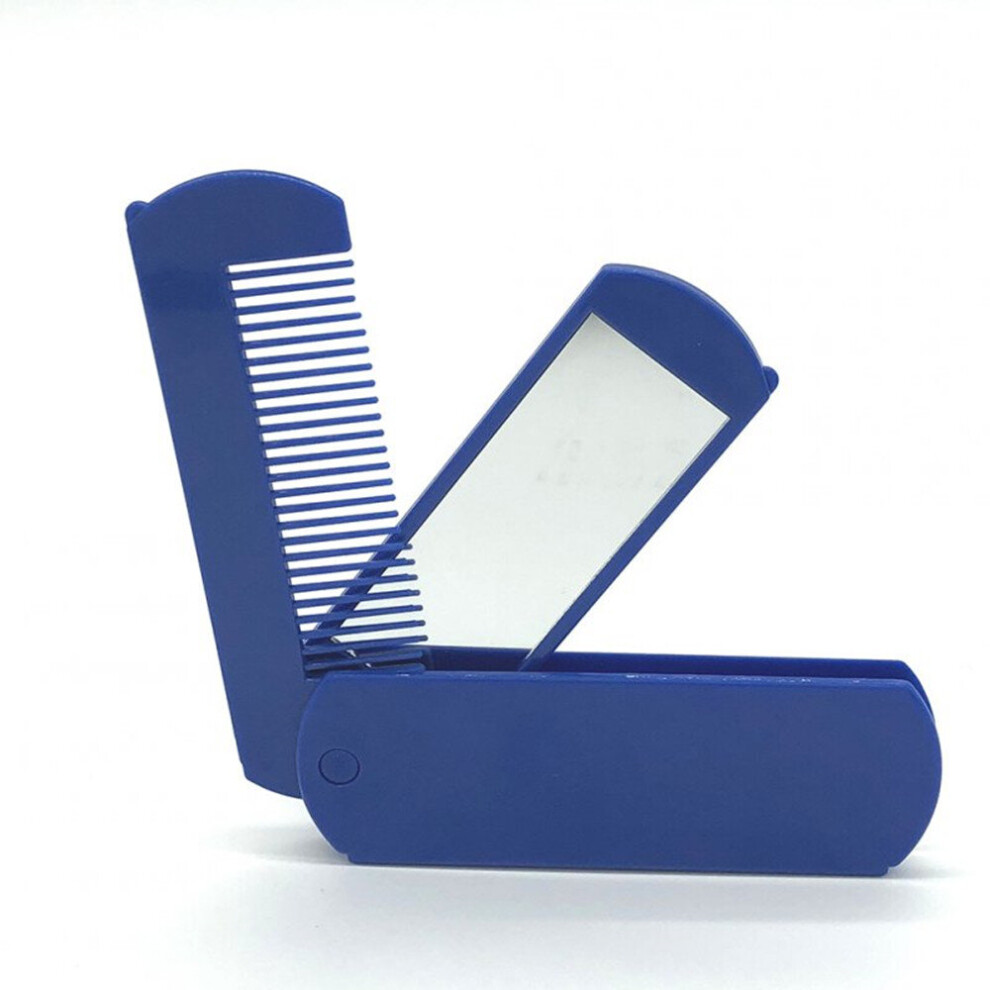 Keshen 3Pc 2 In 1 Folding Pocket Comb With Mirror For Grooming & Combing Hair Travel Portable Combs Blue