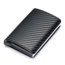 Credit Card Holder Wallet Men Women Metal RFID Vintage Aluminium Bag Crazy Horse PU Leather Bank Cardholder Case