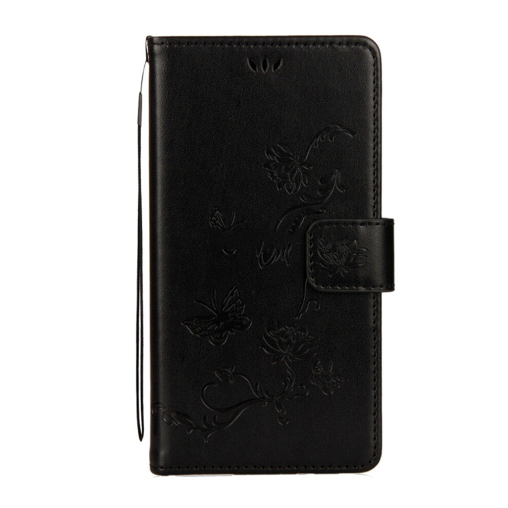 For Galaxy J5 (2017) / J530 (Eu Version) Lotus Butterfly Pattern Horizontal Flip Leather Case With Holder & Card Slots & Wallet & Lanyard(Black) Black 777178622852