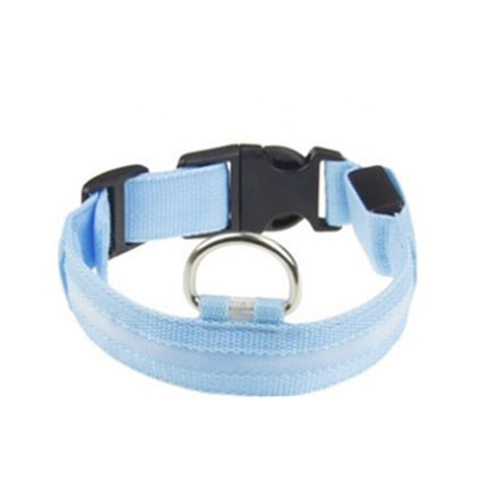 4 Pcs LED Pet Cat Dog Collar Night Safety Luminous Necklaces for Outdoor Walking blue_L