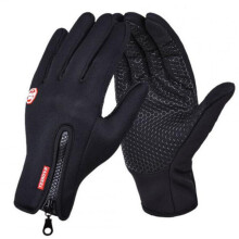 Windproof Sports Gloves Zippered Touch Screen Gloves Snowboard Skiing Climbing Cycling black_S