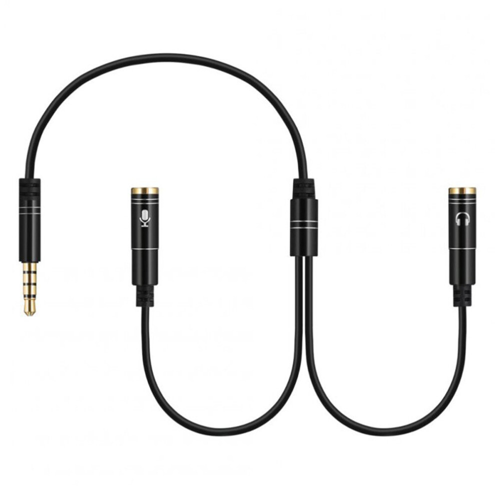 2 Pcs Portable Headset Adapter Splitter 3.5Mm Jack Cable With Separate Mic And Audio Headphone Connector Black 7061857213671