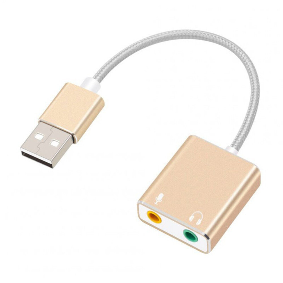 Usb Audio Adapter External Stereo Sound Card With 3.5Mm Headphone And Microphone Jack Golden 7061857213725