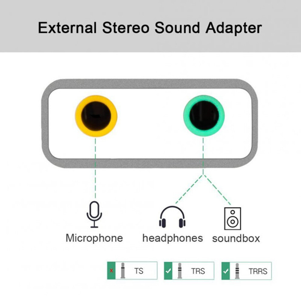 Usb Audio Adapter External Stereo Sound Card With 3.5Mm Headphone And Microphone Jack Golden 7061857213732
