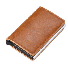 Credit Card Holder Wallet Men Women Metal RFID Vintage Aluminium Bag Crazy Horse PU Leather Bank Cardholder Case New