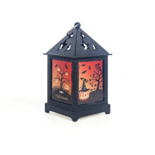 Vintage Colorful Hanging Lantern Hollow Out Flame Lamp Night Light Decor for Halloween Bar Decor