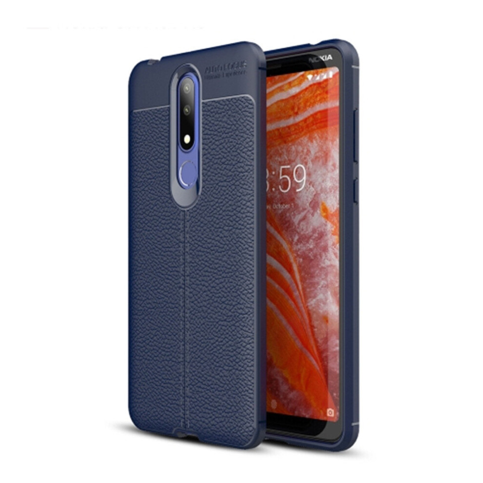 Litchi Texture Tpu Shockproof Case For Nokia 3.1Plus / X3 (Navy ) Blue 700000661095