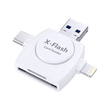 4 in 1 Portable Micro SD & TF Card Reader SD Memory Card Camera Reader white