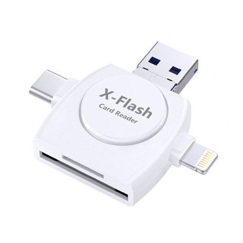 4 in 1 Portable Micro SD & TF Card Reader SD Memory Card Camera Reader white