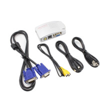 Universal NTSC PAL VGA to TV AV RCA Signal Adapter Converter Video Switch Box Composite Laptop Silver