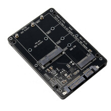 Solid State Drive SSD M.2 B-key and MSATA 2-in-1 to SATA 3.0 Riser Card black