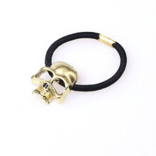 7PC Personality Punk Stereo Hair Rope Halloween Metal Skull Head Hair Ring Hair Accessories Rubber Band Bronze