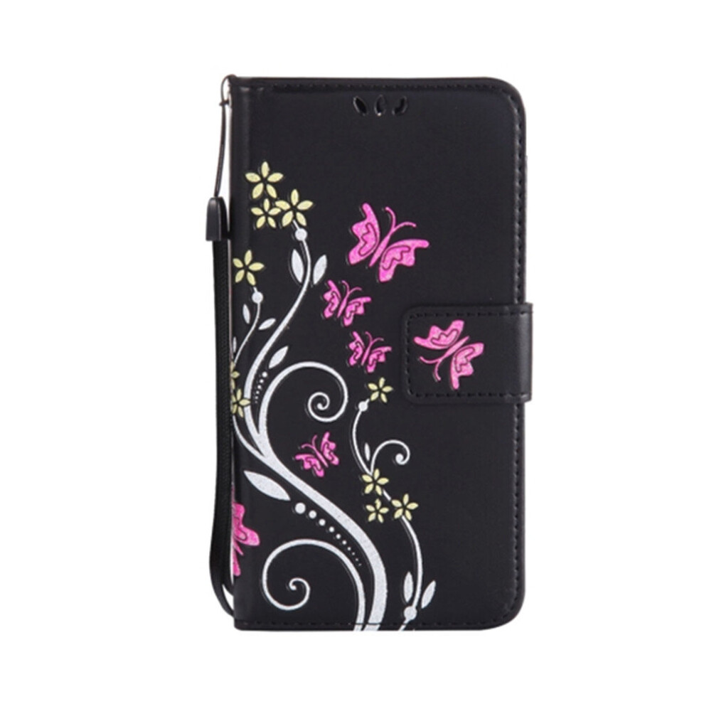For Galaxy S8 Painted Butterfly Pattern Horizontal Flip Leather Case With Holder & Card Slots & Wallet & Lanyard (Black) Black 777178623040