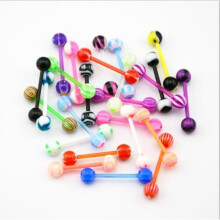10PCS/Set Colorful Ball Straight Rod Tongue Nail Wear Decoration-TYJ8