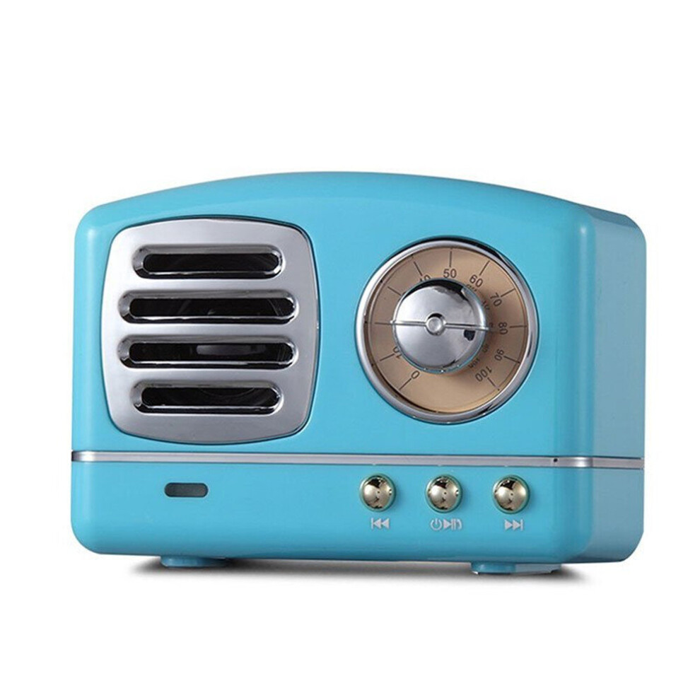 Retro Hifi Stereo Tooth V4.1 Speaker Portable Wireless Vintage Speaker Built-In Mic Support Memory Card Blue 700000573565