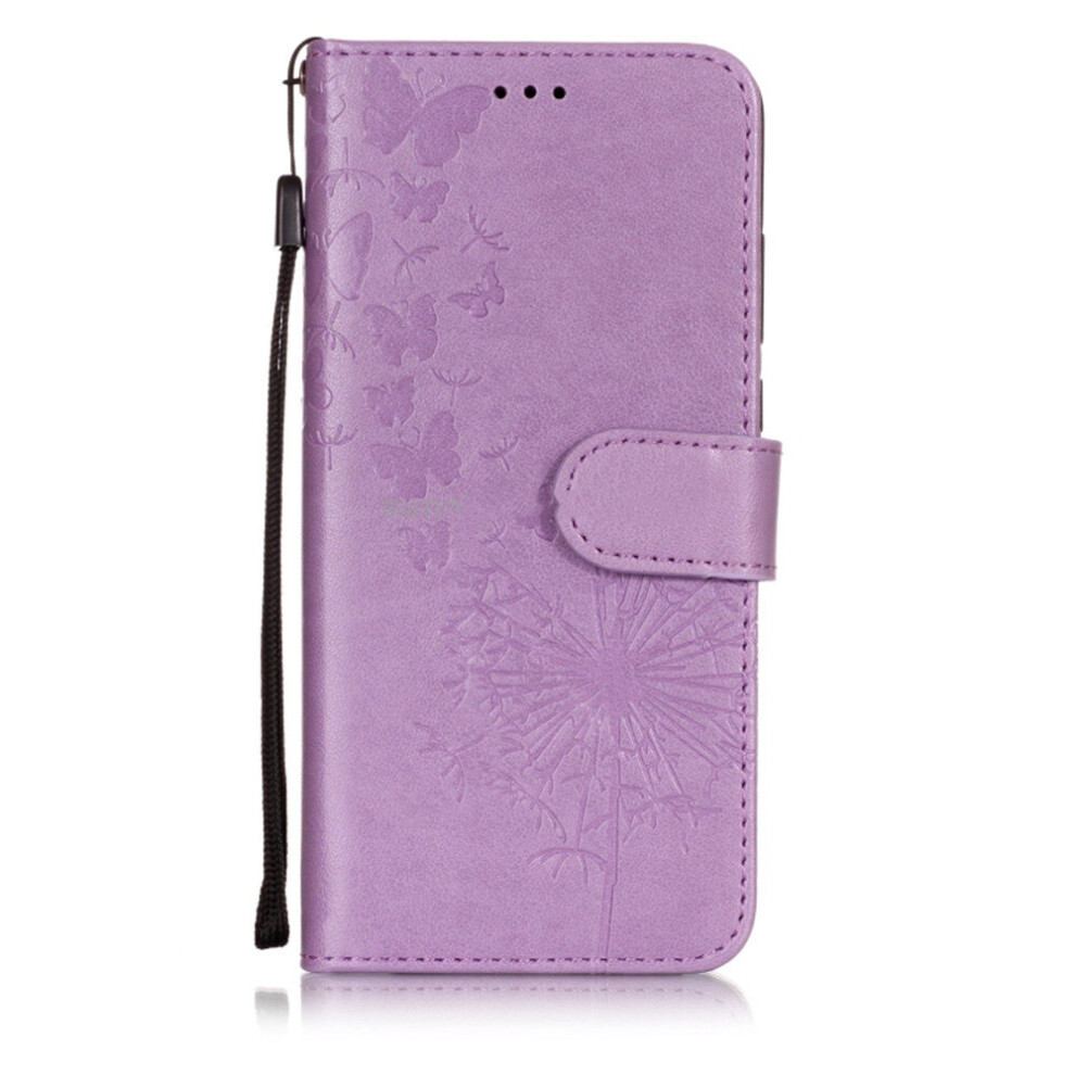 Vintage Embossed Floral Dandelion Pattern Horizontal Flip Leather Case For Huawei P20, With Card Slot & Holder & Wallet & Lanyard (Purple) Purple 700000658583