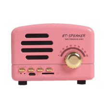 Retro Portable Mini Bluetooth Speaker Wireless Speakers Super Bass Music Loudspeakers Support TF Card FM Radio Pink