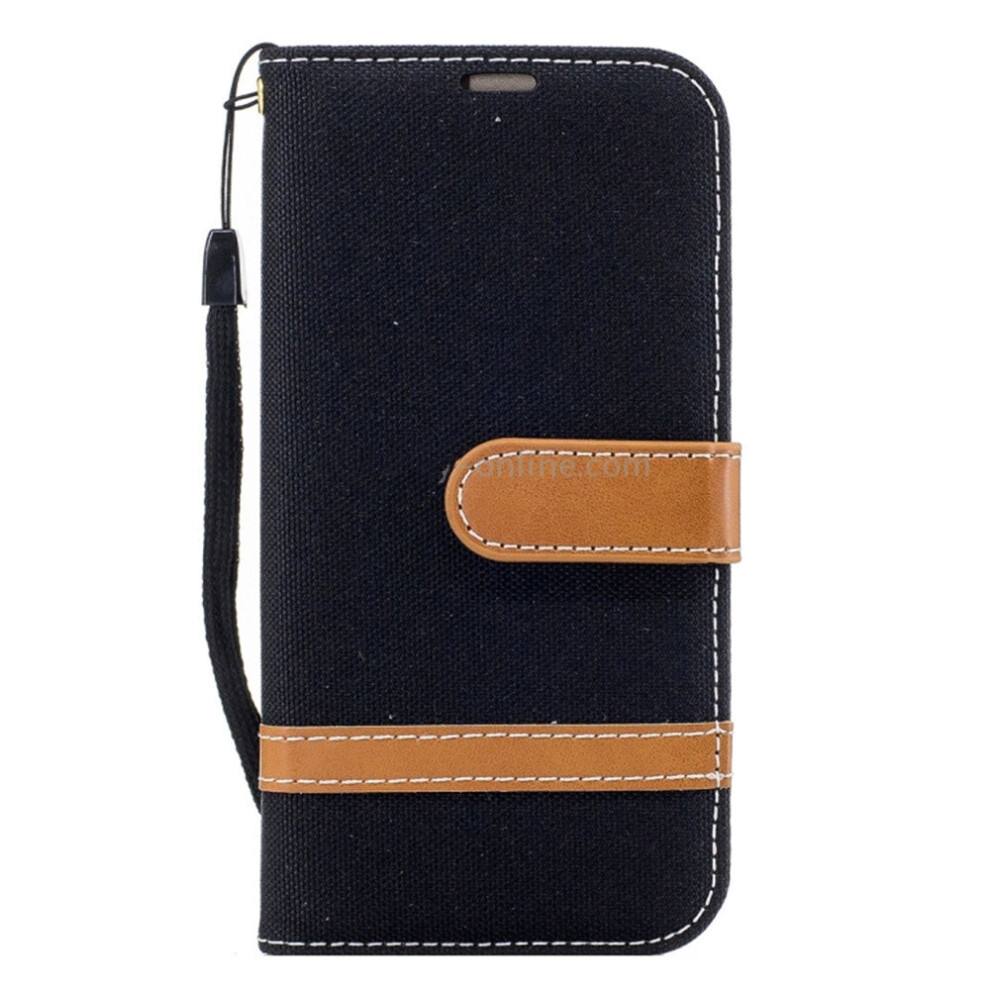 For Galaxy A5 (2017) Denim Texture Leather Case With Holder & Card Slots & Wallet & Lanyard (Black) Black 777178623071
