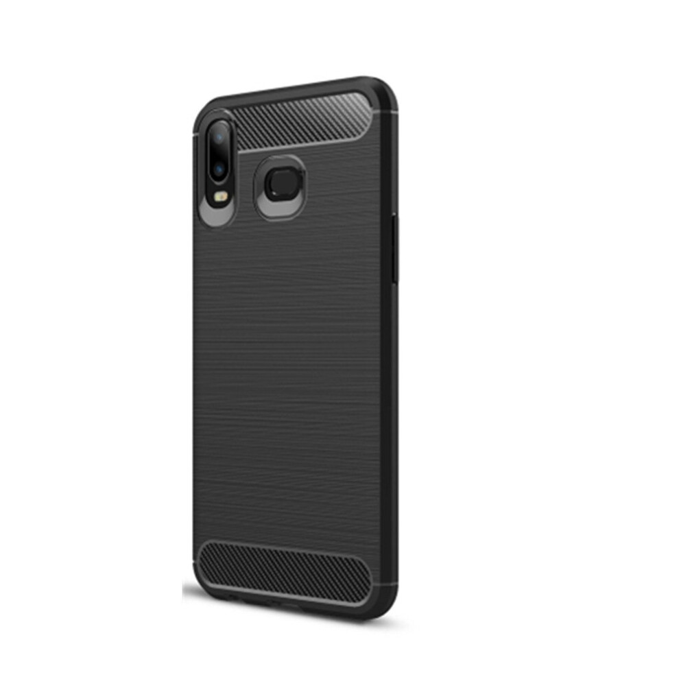2Pcs Brushed Texture Carbon Fiber Tpu Case For Galaxy A6s (Black) Black 700000661200