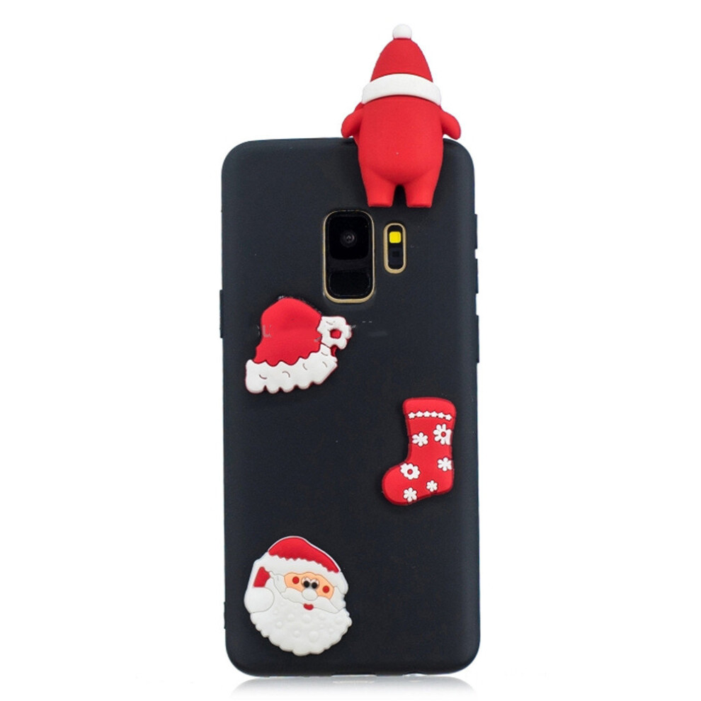 3D Paster Santa Claus Ornament Pattern Tpu Protective Case For Galaxy S9+ (Black) Black 777178620650