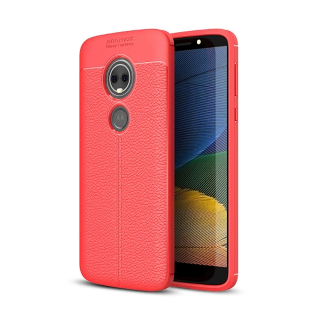 2 Pcs For Motorola Moto E5 Litchi Texture Soft Tpu Protective Back Cover Case (Red) Red 700000656336