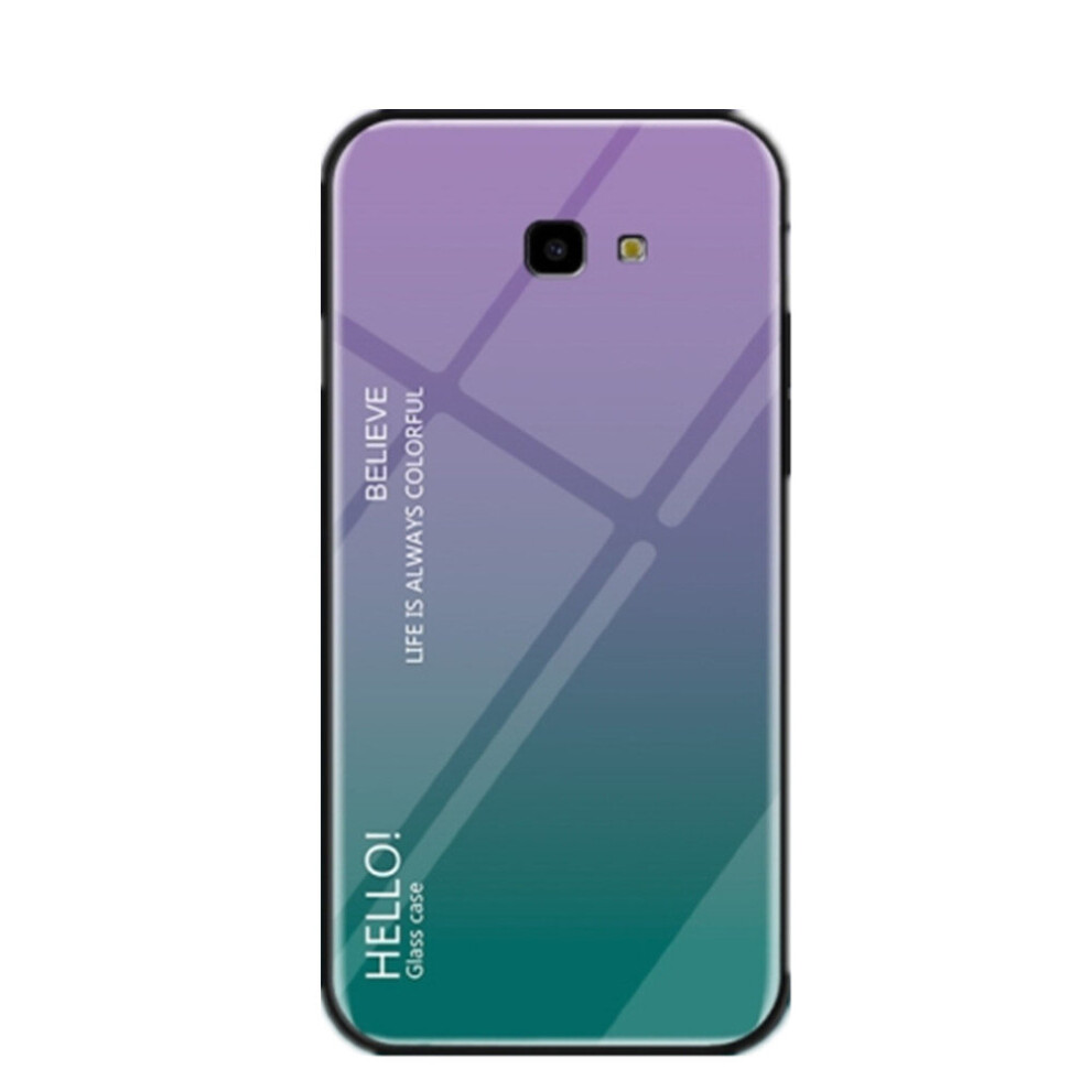 2Pcs Gradient Color Glass Case For Galaxy J4+ (Purple) Purple 700000661354