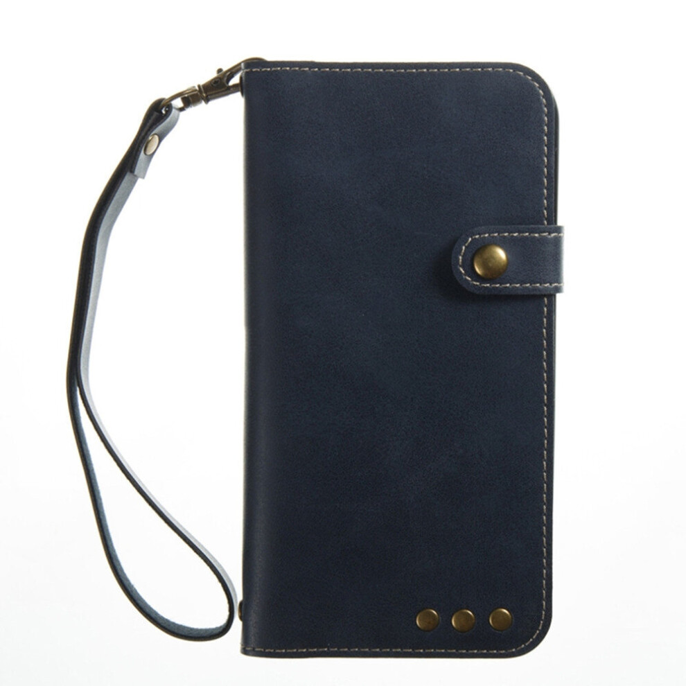 For Lg K10 2017 Retro Crazy Horse Texture Horizontal Flip Pu Leather Case With Card Slots & Wallet & Hand Strap(Dark ) Blue 700000671230