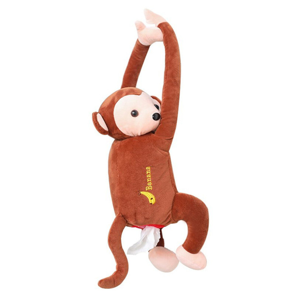 2 Pcs Multifunctional Car Tissue Box Cute Cartoon Paper Napkin Box Monkey Hanging Ornament Brown 700000616392