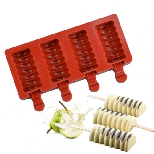 2 Pcs 4 Cavity Silicone Mold for DIY Ice Cream Popsicle Kitchen Tool 1