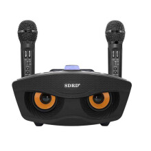 SD306 Dual Wireless Microphone Bluetooth Speaker Mobile Wireless Karaoke Speaker Wireless Stereo Speaker Set black
