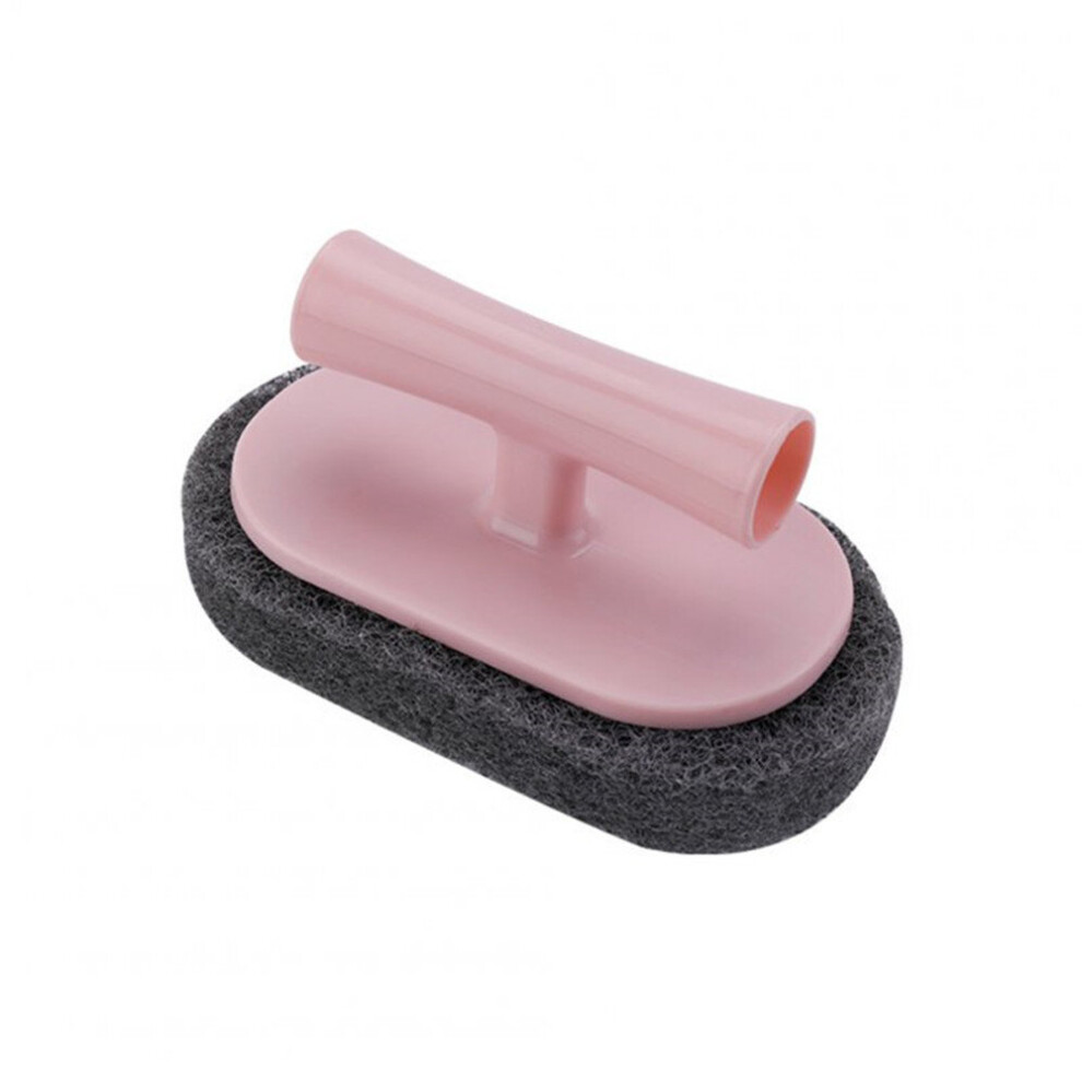 4PCS  Multipurpose Emery Sponge Brush with Handle for Kitchen Dish Pot Tile Shower Bathtub Cleaning Pink-image-OPC-P6Z9WYS-NEW