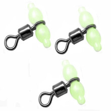 100PCS Luminous Fishing Swivel Connector Rolling Barrel 3 Way Fluorescent Beads Fishhook Lure Line Connector Tackle