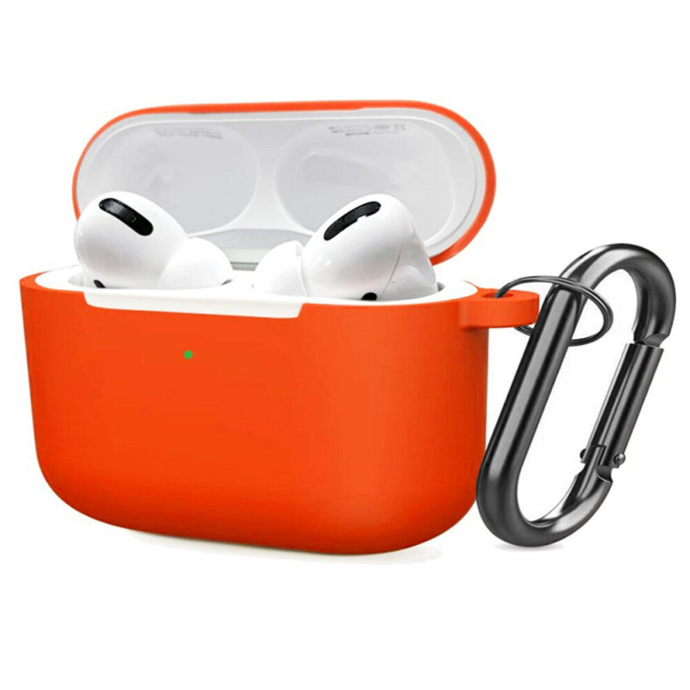 Soft Silicone Case For Airpods Pro Shockproof Hook Protective Bags With Keychain Earbuds Cover Orange 7061857211622