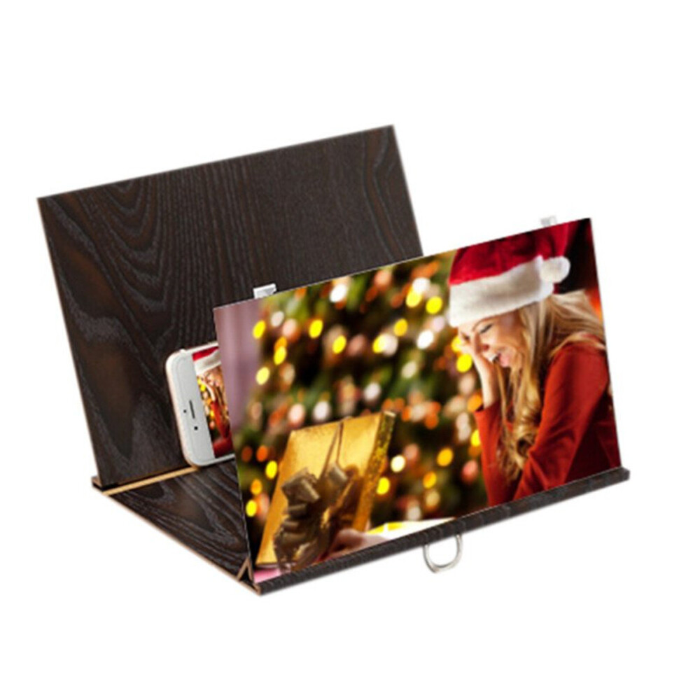 Stereoscopic Amplifying 12 Inch Desktop Wood Bracket Mobile Phone Video Screen Magnifier Amplifier Holder Coffee 700000573985