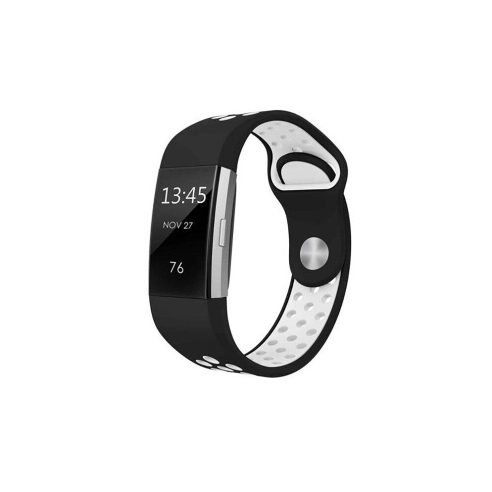 Photos - Watch Strap Keshen Soft Silicone Replacement Spare Sport Band Bracelet Strap for Fitbit Charge 2 Black and White White,Black 