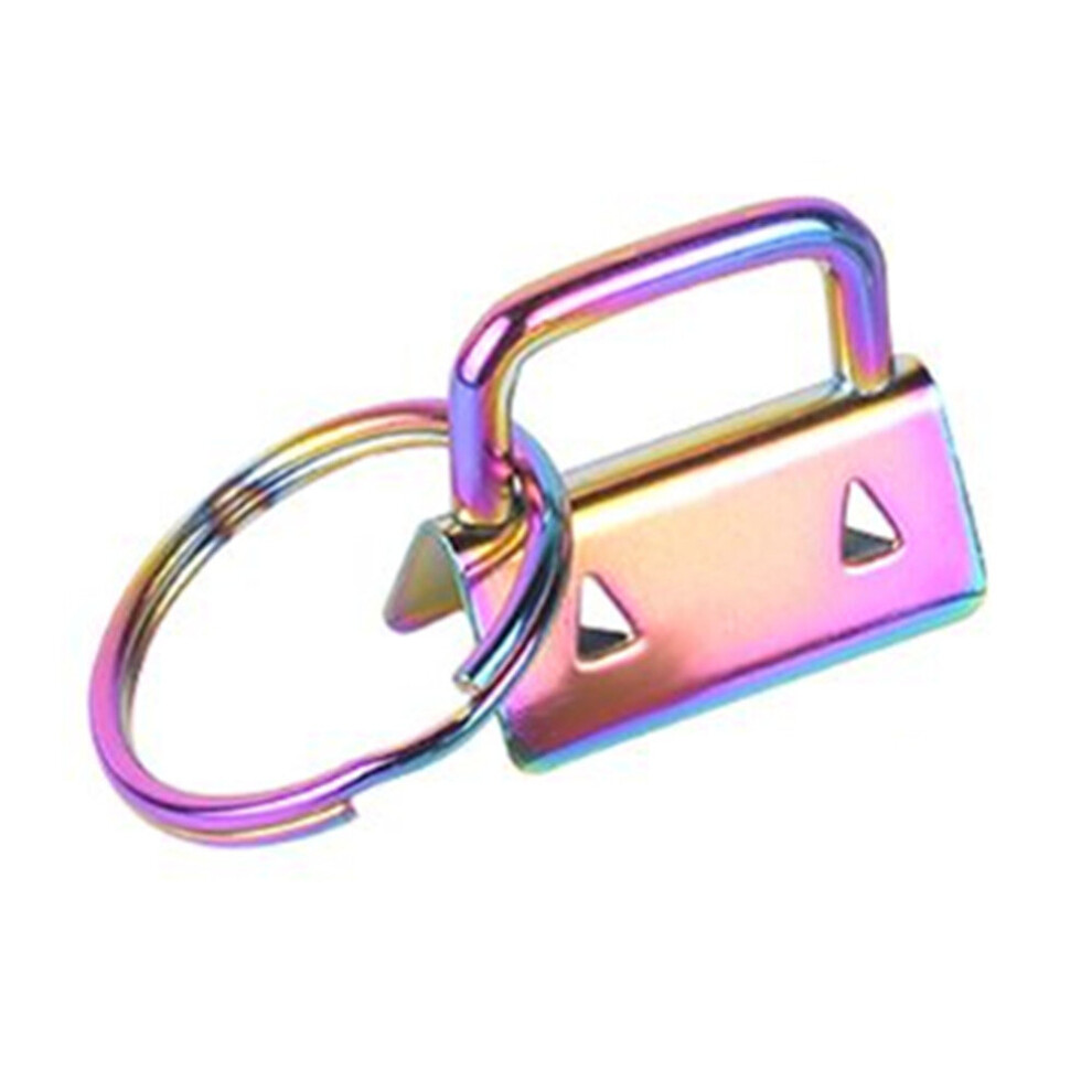 5 Pcs Key Fob Hardware 25Mm Rainbow Color Vacuum Plating Keychain Split Ring For Wrist Wristlets Cotton Tail Clip Webbing 7061857289249