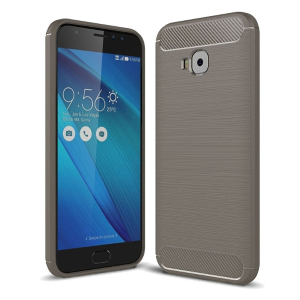 2 Pcs For Asus Zenfone 4 Selfie Zd553kl Brushed Texture Carbon Fiber Shockproof Tpu Rugged Armor Protective Case(Grey) Grey 700000654028