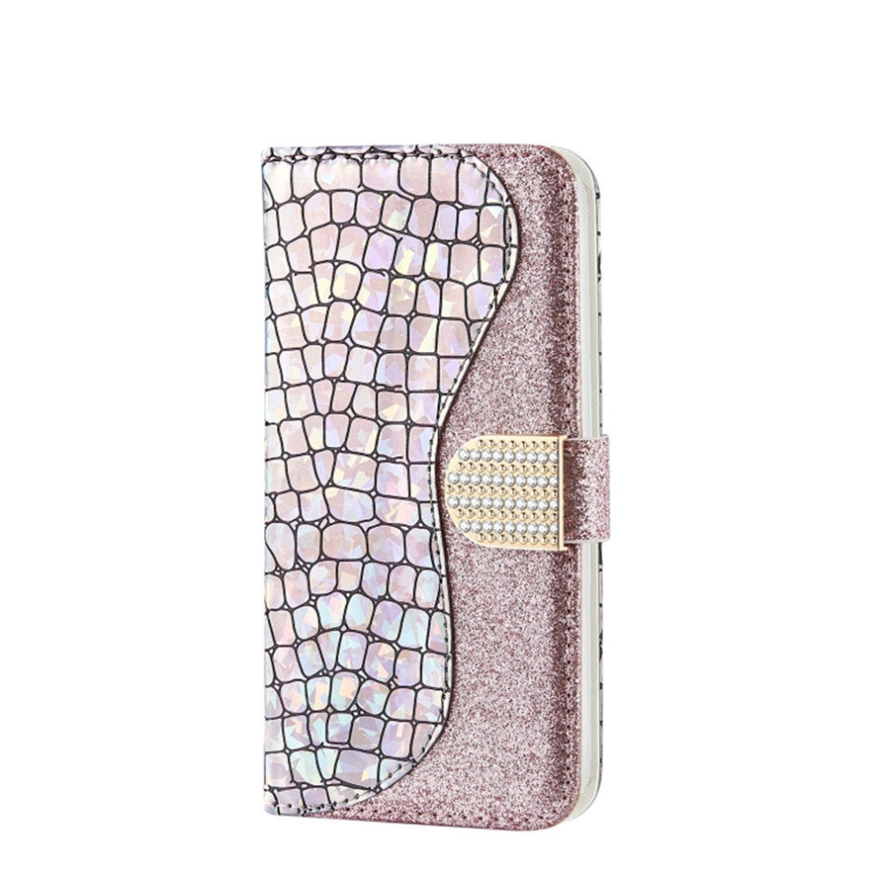 Laser Glitter Powder Matching Crocodile Texture Horizontal Flip Leather Case For Huawei P20, With Card Slots & Holder (Silver) Silver 700000654035