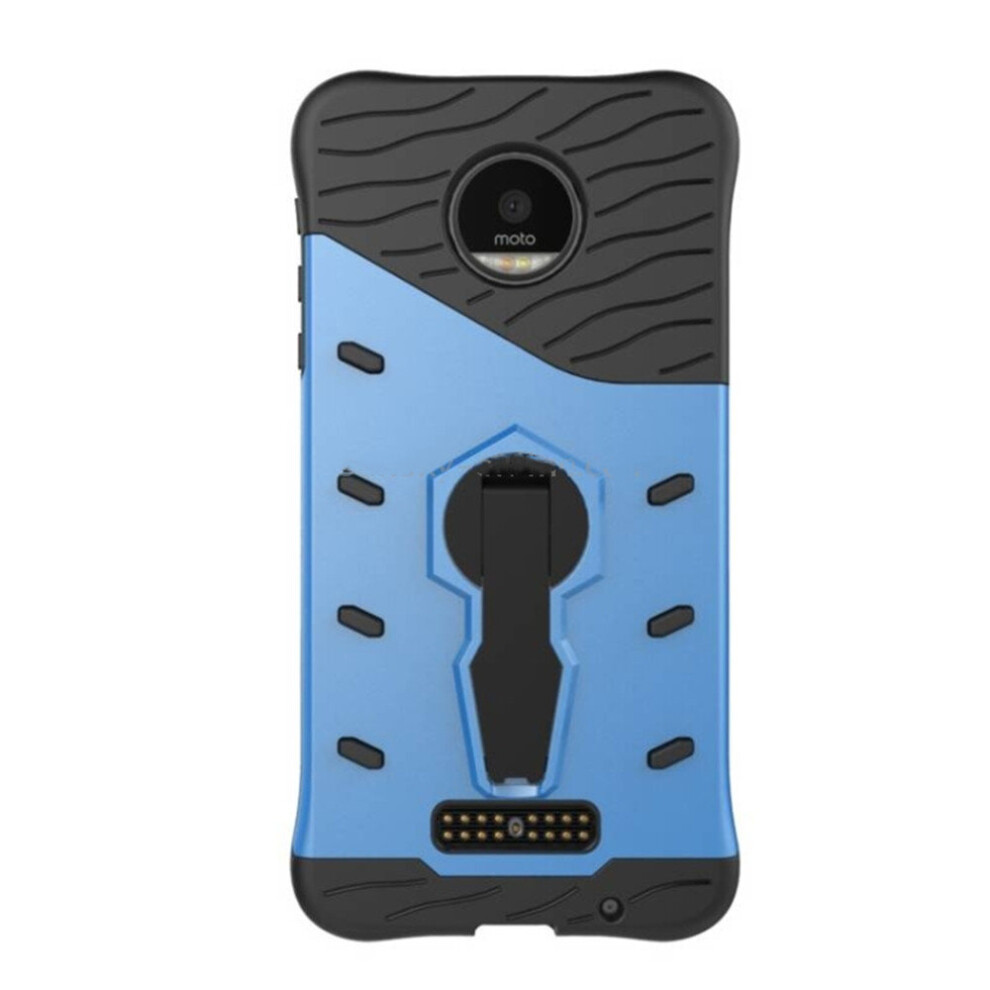 For Motorola Moto Z / Z Droid Shock-Resistant 360 Degree Spin Tough Armor Tpu+Pc Combination Case With Holder(Blue) Blue 777178618527