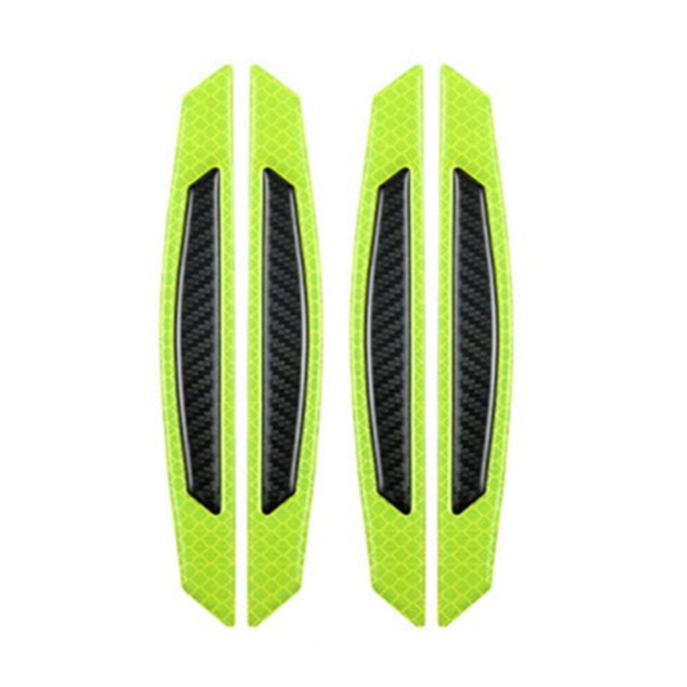 3Set Car Reflective Strip Door Warning Reflector Carbon Fiber Universal Luminous Stickers Decals Door Sticker - + Green/Black 7061857201708