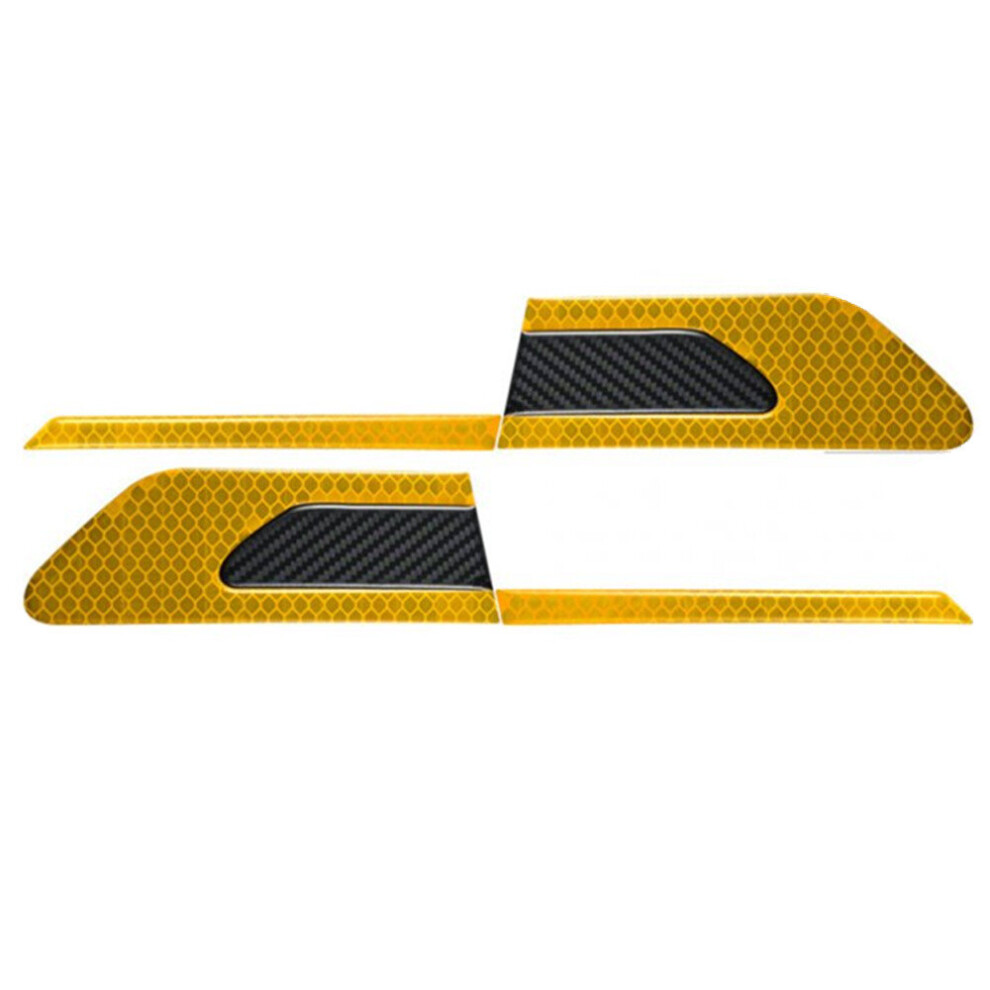 2Set Car Reflective Strip Door Warning Reflector Carbon Fiber Universal Luminous Stickers Decals Side Stickers - Yellow/Black 7061857201722