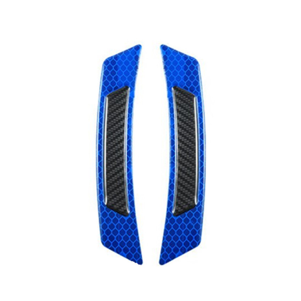 3 Pairs Car Reflective Strip Door Warning Reflector Carbon Fiber Universal Luminous Stickers Decals Wheel Eyebrow Sticker - + Blue/Black 7061857201739