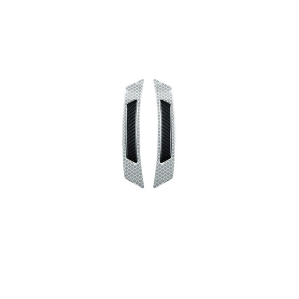 4 Pcs Car Reflective Strip Door Warning Reflector Carbon Fiber Universal Luminous Stickers Decals Wheel Eye Sticker - + White/Black 7061857201753