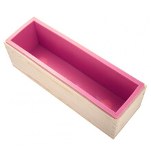 Rectangle Soap Mold Set DIY Toast Mold Silicon Pink Box + Wood Box Baking Tool (1.2KG Soap Volume)
