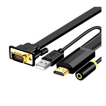HDMI to VGA Cable HDMI To VGA Audio Synchronization Notebook Set-Top Box Connected Monitor Cable 1m