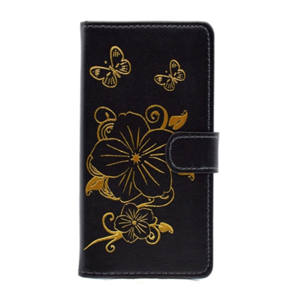 For Galaxy Grand Prime / G530 Bronzing Butterfly Pattern Horizontal Flip Pu Leather Case With Holder & Card Slots & Wallet(Black) Black 777178623620